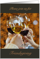 Friendsgiving Invitation Autumn Wine Glass Toasting Hands card