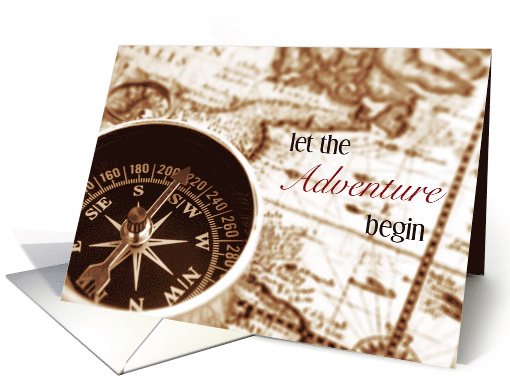 College Graduate Adventure Begins Sepia Map and Compass card (1354164)