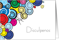Disculpenos Modern Colorful Swirls Spanish Excuse Us card