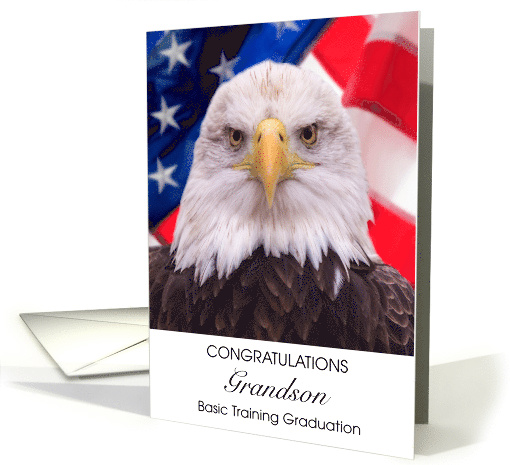 Grandson Basic Training Graduation Congrats Eagle American Flag card