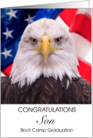 Son Boot Camp Graduation Congratulations Bald Eagle American Flag card