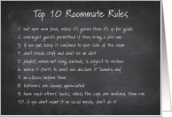 Top 10 Roommate Rules for boys Humor list A1 Homey Thank You card