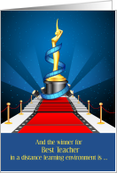 Best Teacher Distance Learning Movie Award School Year Coronavirus card