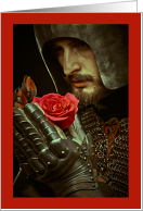 Eternal Valentine’s Midevil Knight in Armour Red Rose card