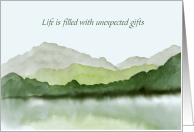 Unplanned Pregnancy New Dad Life’s Unexpected Gifts Encouragement Green Mountain Watercolor card