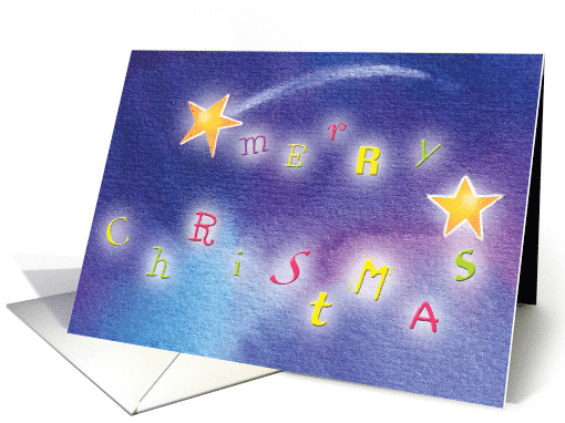 Merry Christmas, Floating Letters and Stars card (171529)