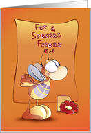 For a Special Friend, Cartoon Style Baby Wasp in Orange Background card