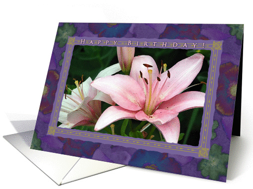 Pink Birthday Lilies card (554743)