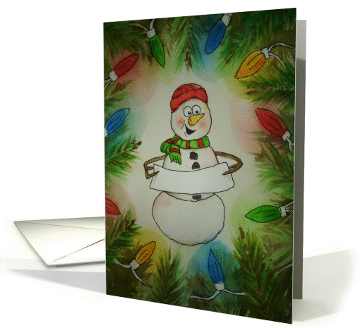 Personalize Merry Christmas Snowman Watercolor card (118615)