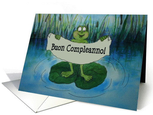 Italian Happy Birthday Frog card (122651)