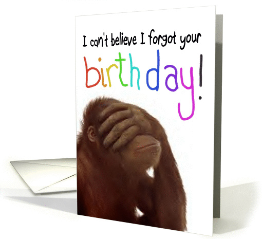 Monkey Happy Belated Birthday Funny Animal Paper card (170720)