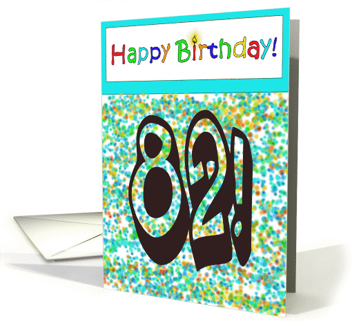 Happy Birthday 82 Bright Bold Balloon Paper card (224365)