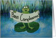 Frog Italian Happy Birthday Paper Card