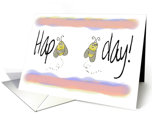 Happy Birthday Bee Whimsical Cute Paper card (306947)