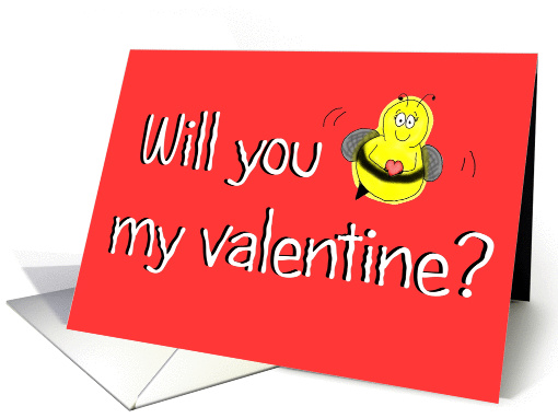 Funny Whimsical Bee Happy Valentine's Day Paper card (342723)