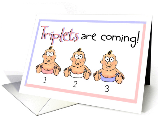 Baby Shower Invitation Triplets Announcement Paper card (347296)