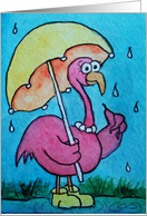 Watercolor Pink Flamingo Whimsical Encouragement Card