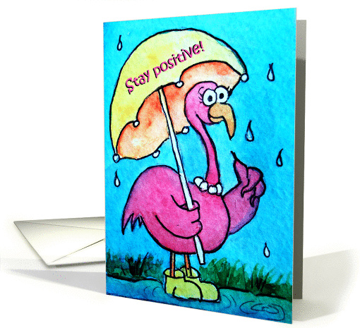 Watercolor Pink Flamingo Whimsical Bird Stay Positive... (573173)