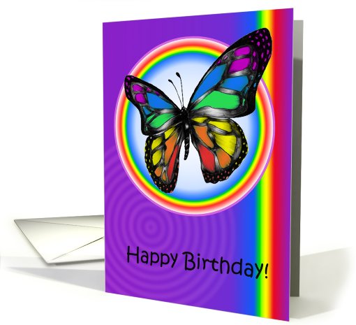 Happy Birthday Gay Lesbian Rainbow Butterfly card (757246)