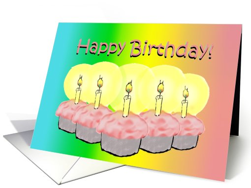 Happy Birthday 5 Cupcakes Candles card (758563)