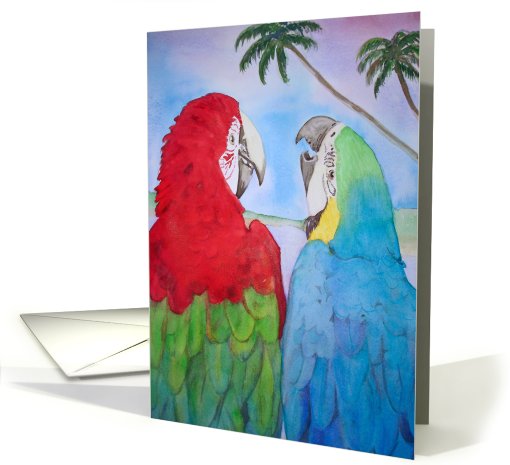 Parrot Bird Couple Pair Watercolor Painting Blank card (761126)