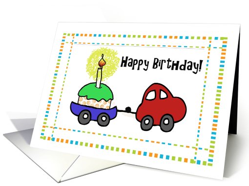 Happy Whimsical Car Birthday Cupcake Trailer Card Blank card (762264)
