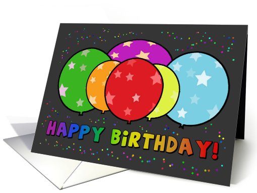 Happy Birthday Rainbow Balloons Confetti Card Blank Inside card