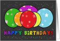 Happy Birthday Rainbow Balloons Confetti Card Blank Inside card