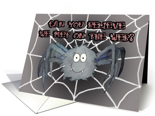 Love Romance Met on the Web Funny Spider I love You card (769603)