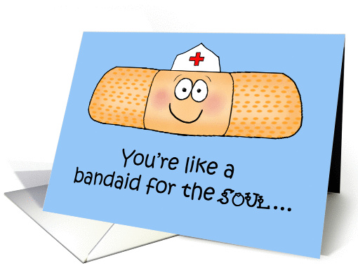 Happy Nurses Day Whimsical Cute Bandaid card (810009)