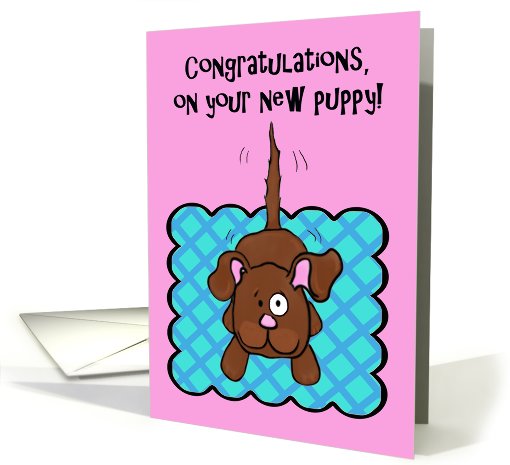 Congratulations New Puppy Whimsical Wagging Tail Dog card (811168)
