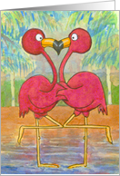 Pink Flamingo Couple Tropical Beach In Love Anniversary card