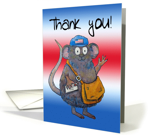 Thank you Postal Worker Mailman Cute Whimsical Mouse card (957479)