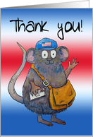 Thank you Postal Worker Mailman Cute Whimsical Mouse card