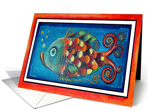 Rainbow Whimsical Fish Note card (985545)