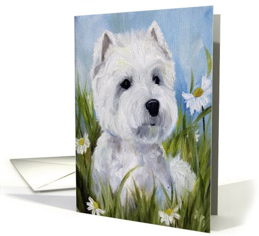 Westie West Highland Terrier Dog -In the Daisies card (937171)