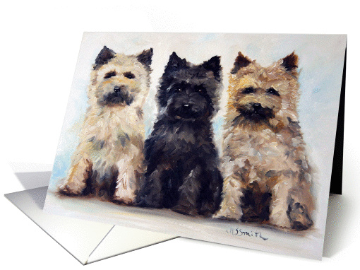 Three's Company Cairn terrier puppies blank note card (940069)