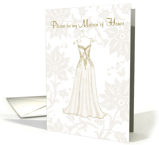 be my matron of honor elegant gold floral dress card (193653)