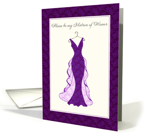 please be my matron of honor purple lace gown card (316568)