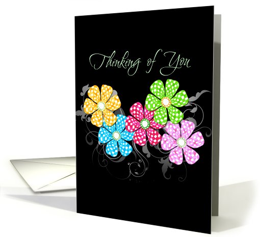 thinking of you checkered flowers card (586900)