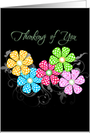 thinking of you checkered flowers card