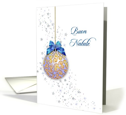 italian christmas card blue ornament and stars card (708551)