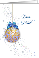 italian christmas card blue ornament and stars card