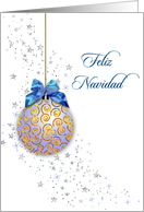 spanish christmas card blue ornament and stars card