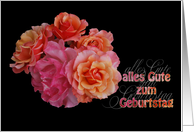 german happy birthday roses card