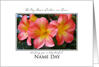 name day wishes for sister-in-law peach rhododendrons card