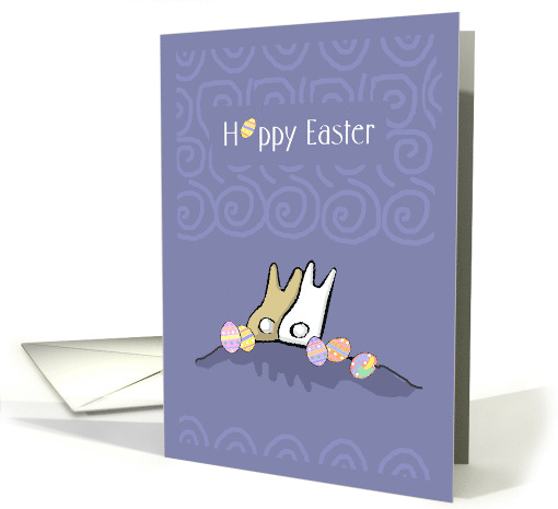 Two Bunnies Lean In Happy Hoppy Easter card (46722)