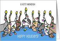 Kitty Menorah for Hanukkah Cats Holiday Lights card