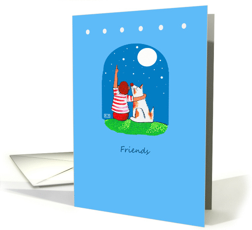 Friends Dog and Child Stargazing card (50803)