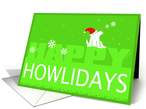 Happy Holidays, Dog, Howlidays, Santa hat, Snowflakes card (535729)